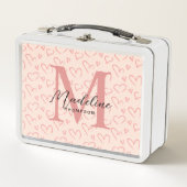 Schattig geborsteld roze hart patroon Monogram (Voorkant)