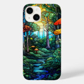 Schattig gebrandschilderd glas fantasie bos Case-Mate iPhone case (Achterkant)