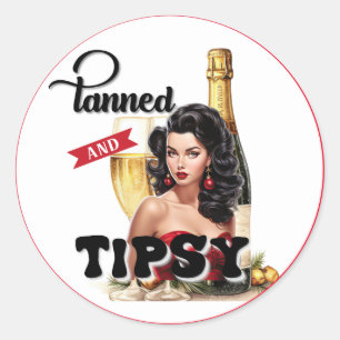 Schattig Gebronsd en Tipsy Pin-up Meisje Ronde Sticker
