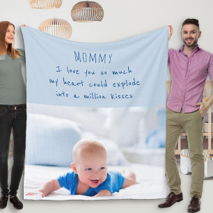 Schattig gedicht voor mama - blauwe babyfoto fleece deken