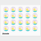 Schattig Geel Blauw Roze Rubber Ducky Baby shower Ronde Sticker (Vel)