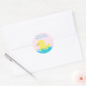 Schattig Geel Blauw Roze Rubber Ducky Baby shower Ronde Sticker (Envelop)