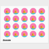 Schattig Geel Blauw Roze Rubber Ducky Baby shower Ronde Sticker (Vel)