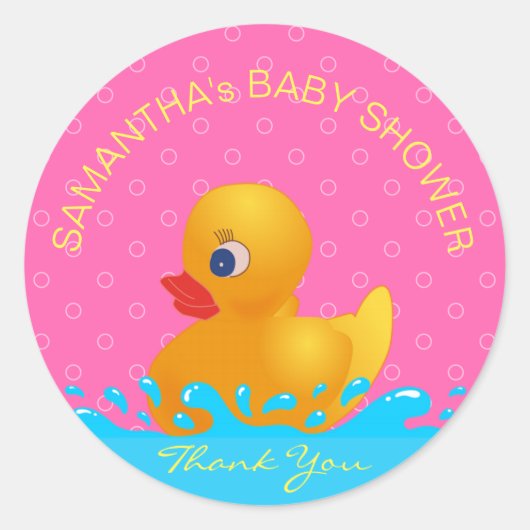 Schattig Geel Blauw Roze Rubber Ducky Baby shower Ronde Sticker (Voorkant)