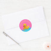 Schattig Geel Blauw Roze Rubber Ducky Baby shower Ronde Sticker (Envelop)