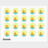 Schattig Geel Blauw Rubber Ducky Baby shower Ronde Sticker (Vel)
