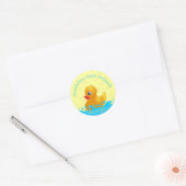 Schattig Geel Blauw Rubber Ducky Baby shower Ronde Sticker (Envelop)