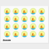 Schattig Geel Blauw Rubber Ducky Baby shower Ronde Sticker (Vel)