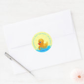 Schattig Geel Blauw Rubber Ducky Baby shower Ronde Sticker (Envelop)