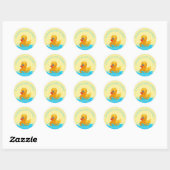 Schattig Geel Blauw Rubber Ducky Baby shower Ronde Sticker (Vel)