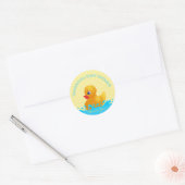 Schattig Geel Blauw Rubber Ducky Baby shower Ronde Sticker (Envelop)