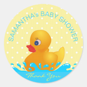 Schattig Geel Blauw Rubber Ducky Baby shower Ronde Sticker