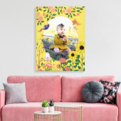 Schattig geel bloemen nieuwe baby fotografie canvas afdruk (Insitu (Woonkamer))