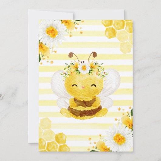 Schattig geel bloemig honingbij Baby shower Kaart (Achterkant)