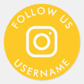 Schattig geel Custom Instagram Social Media Ronde Sticker (Voorkant)