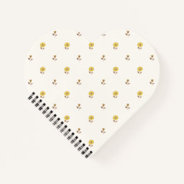Schattig Geel Ditsy Bloem Hartvormig Notitieboek