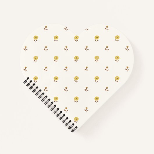 Schattig Geel Ditsy Bloem Hartvormig Notitieboek (Voorkant)