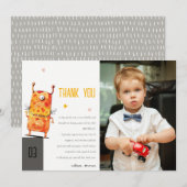 Schattig Geel Eenogig Monster Kinderen Foto Verjaa Bedankkaart (Voorkant / Achterkant)