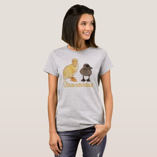 Schattig Geel en grijs Ducklings Foto aangepast T-shirt (Voorkant volledig)