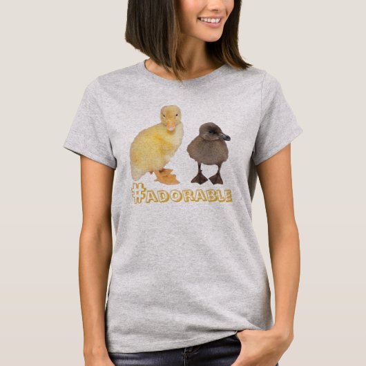 Schattig Geel en grijs Ducklings Foto aangepast T-shirt (Voorkant)