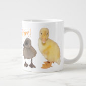 Schattig geel en grijs eendje foto's grote koffiekop (Rechts)