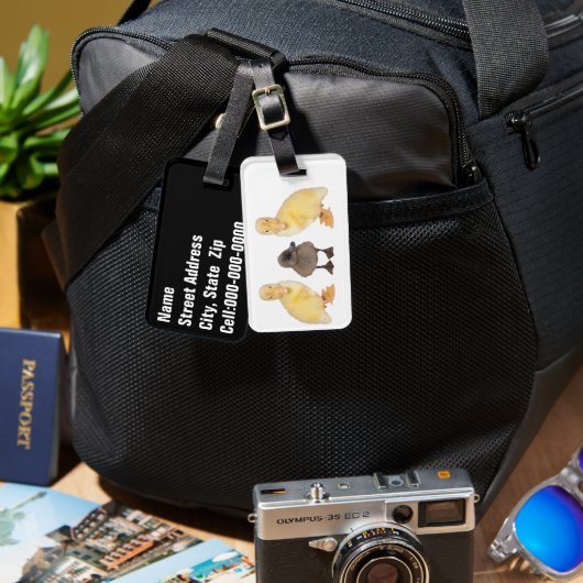 Schattig Geel en Grijze Bebouwingsfoto's Aangepast Bagagelabel (Voorkant /achterkant)