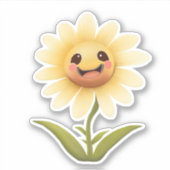 Schattig geel Happy Flower Sticker (Voorkant)