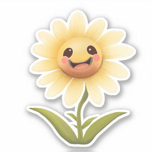 Schattig geel Happy Flower Sticker (Voorkant)