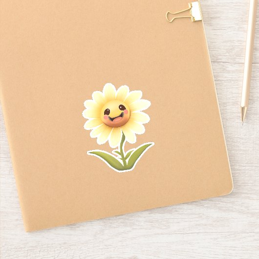 Schattig geel Happy Flower Sticker (Notitieboek)