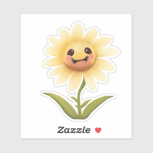 Schattig geel Happy Flower Sticker (Vel)