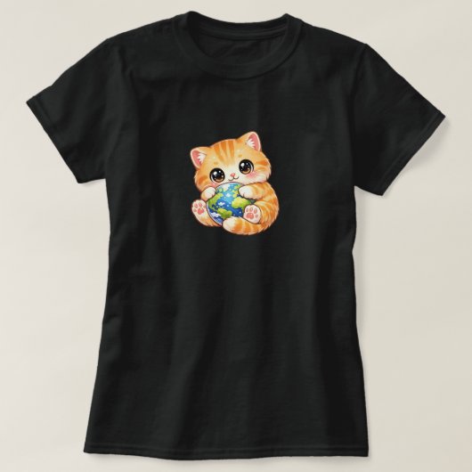 schattig geel kat karakter t-shirt (Design voorkant)
