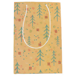 Schattig Geel Kerstfeest Medium Cadeauzakje