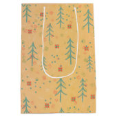 Schattig Geel Kerstfeest Medium Cadeauzakje (Achterkant)
