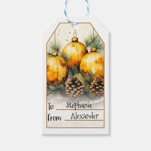 Schattig geel kerstversiering – feestelijk (2) cadeaulabel (Voorkant)