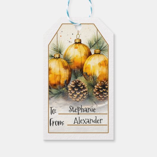 Schattig geel kerstversiering – feestelijk (2) cadeaulabel (Achterkant)