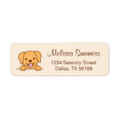 Schattig geel lab hond beige retour adres etiket (Voorkant)