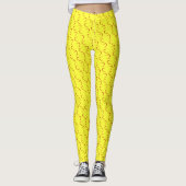 Schattig geel liefdeshartenpatroon leggings (Voorkant)