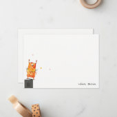 Schattig Geel Oranje Eenoogmonster Kinderverjaarda Notitiekaartje (Voorkant / Achterkant in situ)