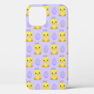 Schattig Geel Paars Kippen Pasen Patroon Case-Mate iPhone Case