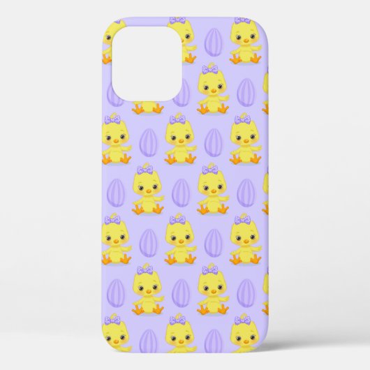 Schattig Geel Paars Kippen Pasen Patroon Case-Mate iPhone Case (Achterkant)