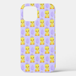Schattig Geel Paars Kippen Pasen Patroon iPhone 12 Hoesje