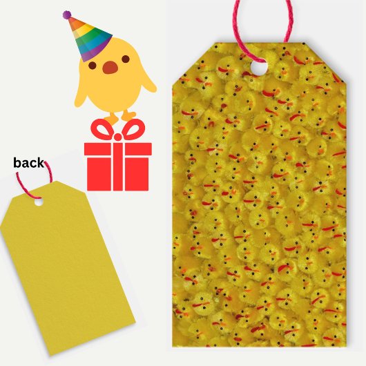 Schattig geel paaskuikens Patroon Gift Label Cadeaulabel