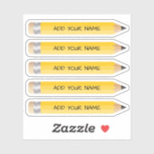 Schattig geel potlood naam op maat gesneden vinyl  sticker (Vel)