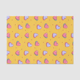 Schattig Geel Valentijnsdag Hart Doodle Patroon Tissuepapier