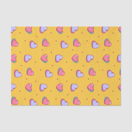 Schattig Geel Valentijnsdag Hart Doodle Patroon Tissuepapier (Voorkant)