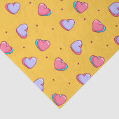 Schattig Geel Valentijnsdag Hart Doodle Patroon Tissuepapier (Detail)