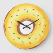 Schattig geel Waterverf donut Grote Klok (Voorkant)