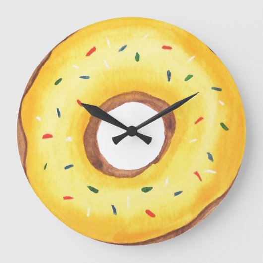Schattig geel Waterverf donut Grote Klok (Voorkant)