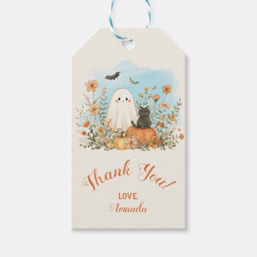 Schattig Geest Bloemige Bedank Favor Cadeaulabel (Voorkant)