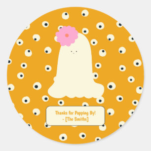 Schattig Geest Oogbal Patroon Halloween Bedankt Ronde Sticker